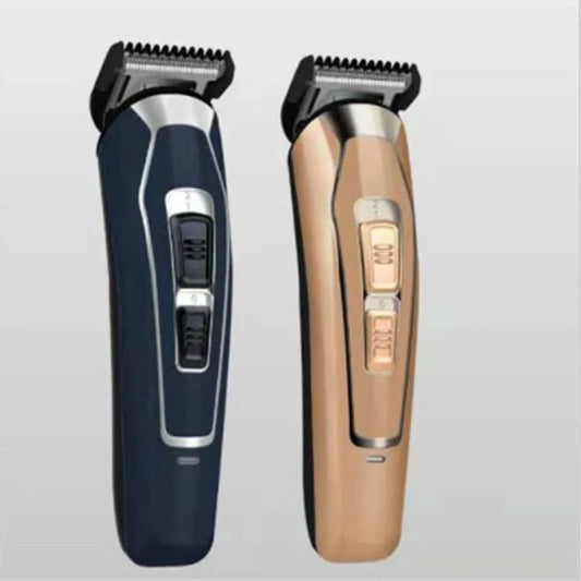 Dark blue electric hair clipper with stainless steel blades and European charging plug