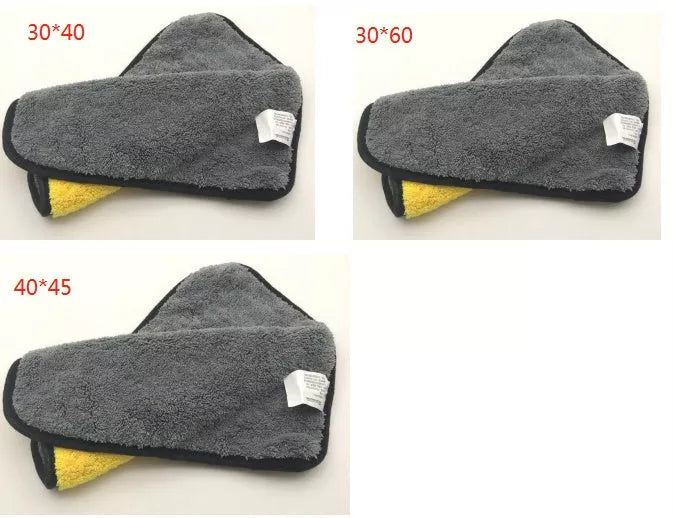 Two-color double-sided car wash towel for scratch-free cleaning, available in multiple sizes