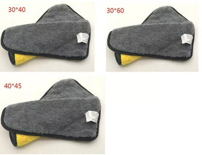 Two-color double-sided car wash towel for scratch-free cleaning, available in multiple sizes