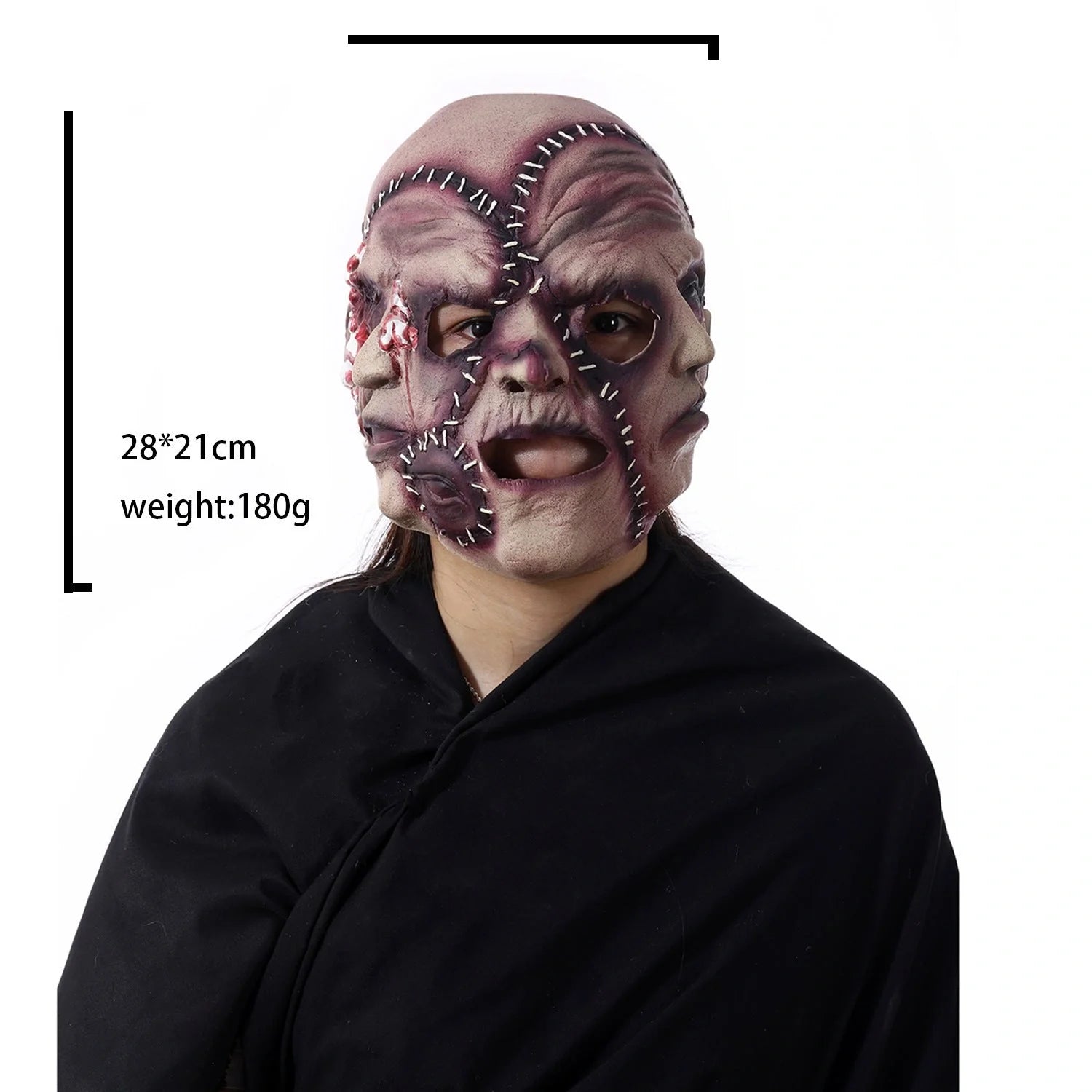 Halloween Three-sided Grimace Horror Mask made from 100% natural latex