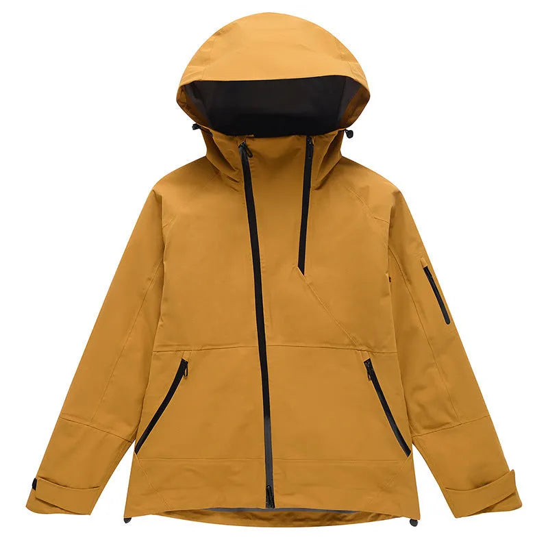 Men's and women's windproof waterproof ski suit in yellow colour for winter sports