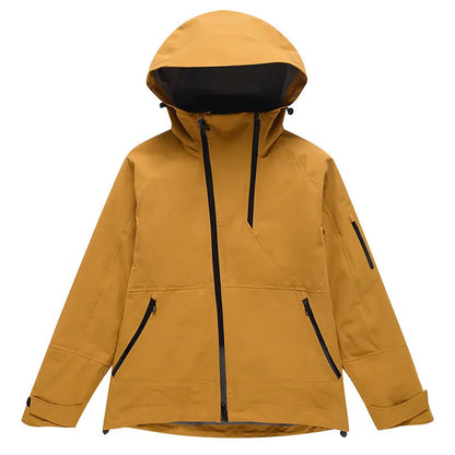 Men's and women's windproof waterproof ski suit in yellow colour for winter sports