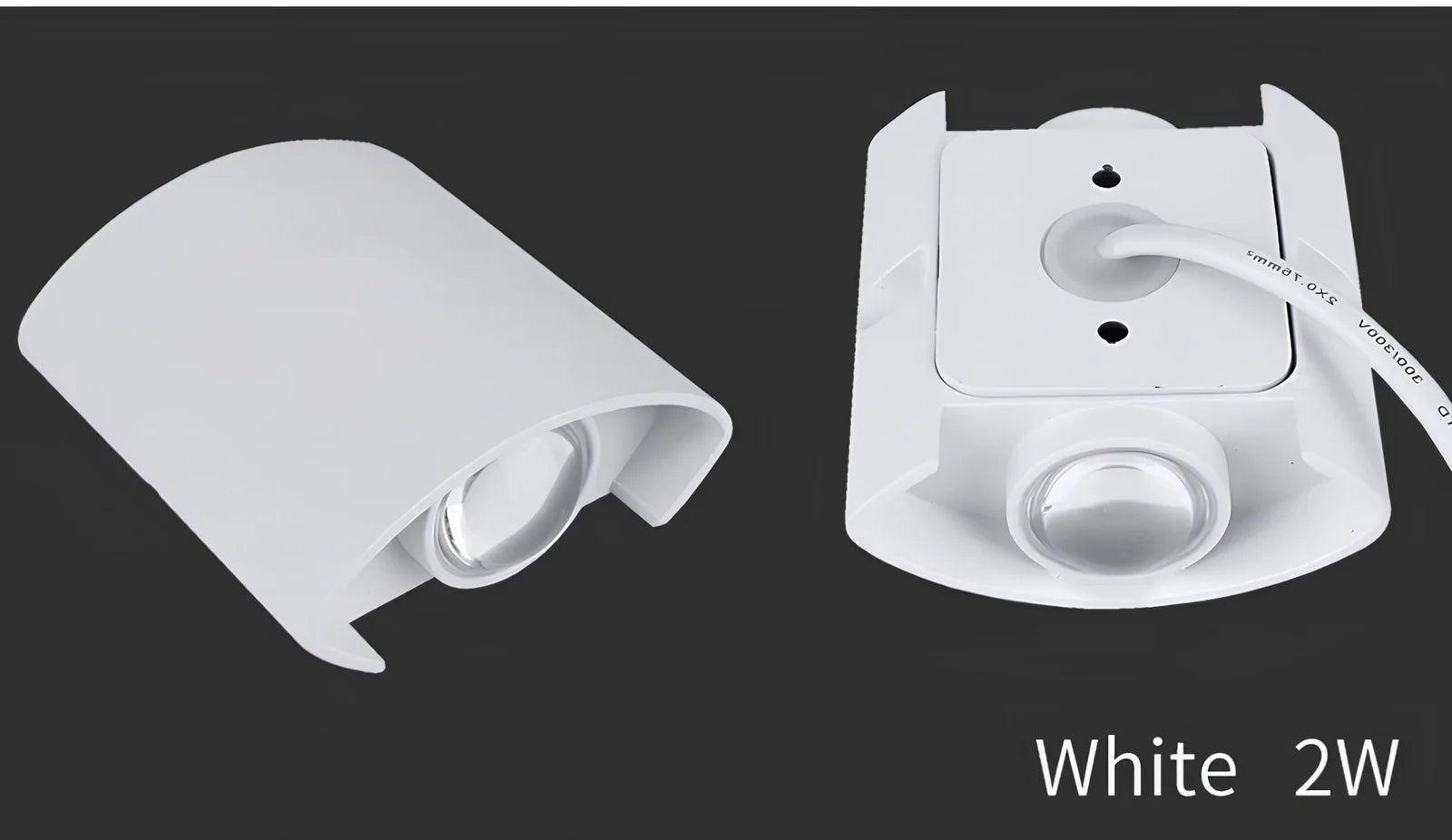 Waterproof black aluminium LED wall lamp 4W warm white emitting 60-degree beam angle mounted on white wall