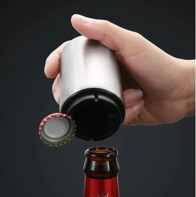 Stainless steel automatic beer bottle opener with one-hand operation