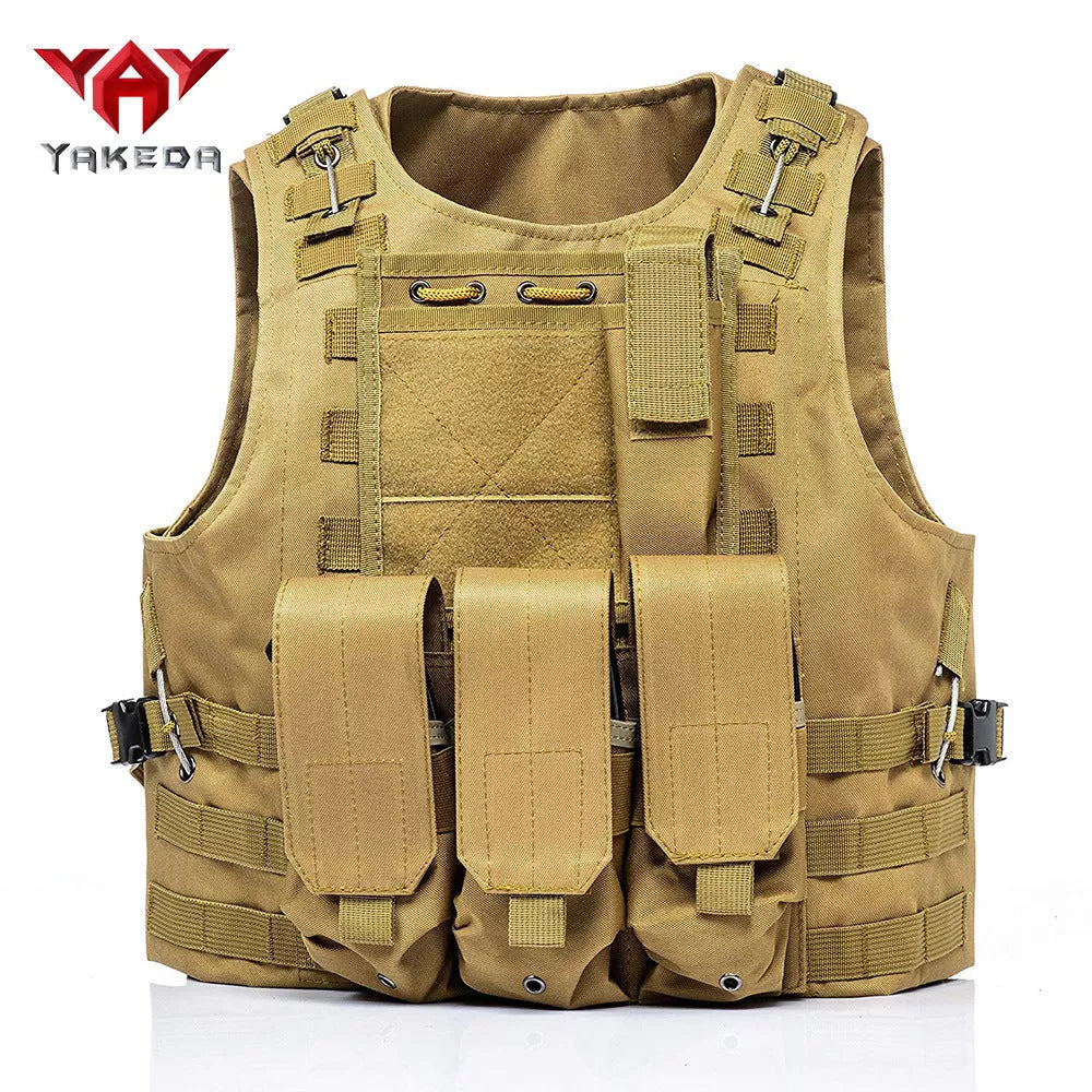 Military Fan Tactical Vest in black and mud colors for outdoor training and activities