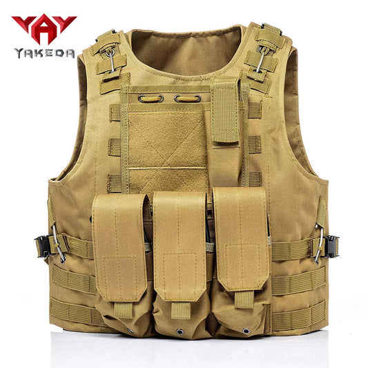 Military Fan Tactical Vest in black and mud colors for outdoor training and activities