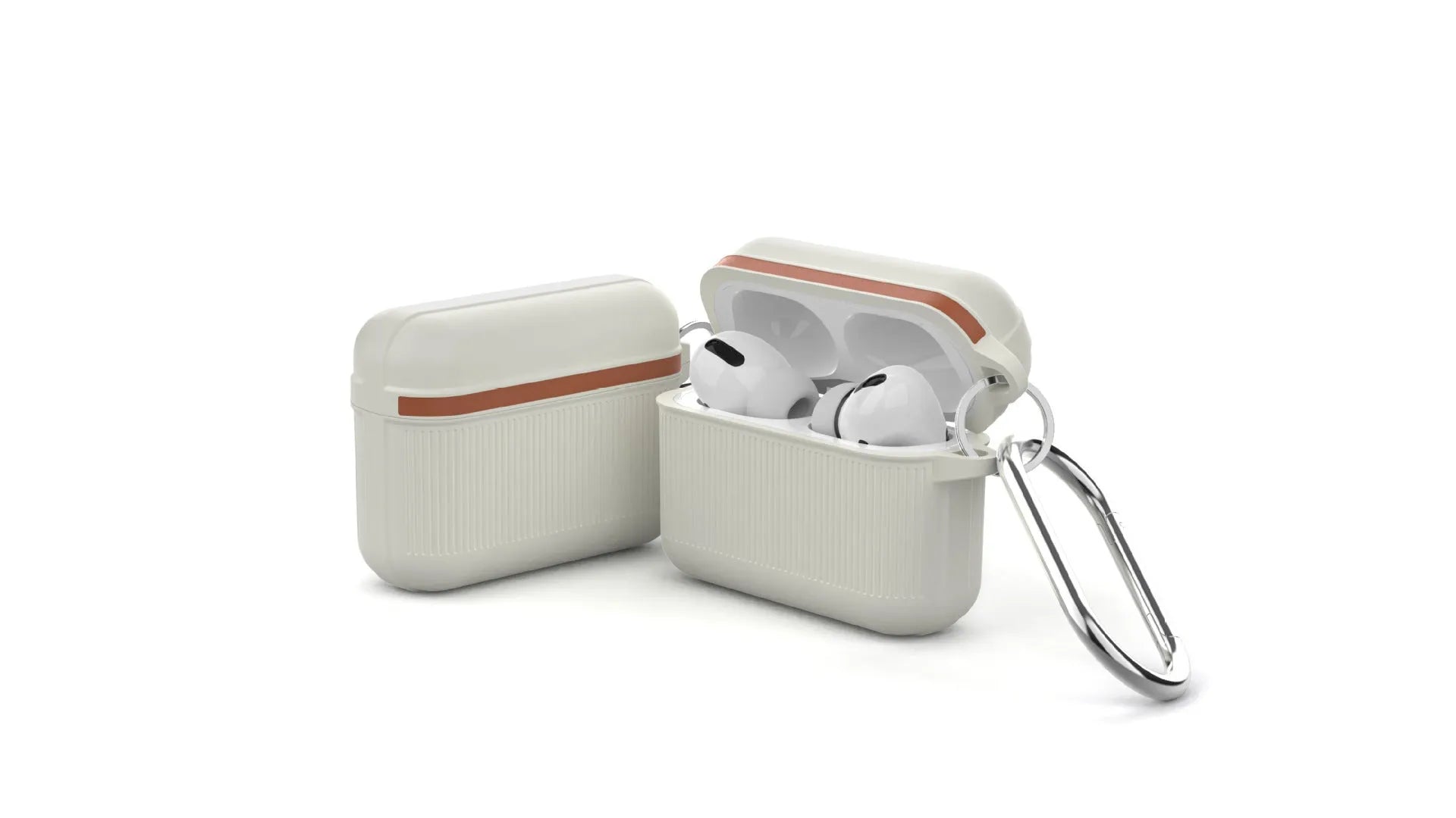 Silicone AirPods case in solid colour with reinforced corners and split design for quick access