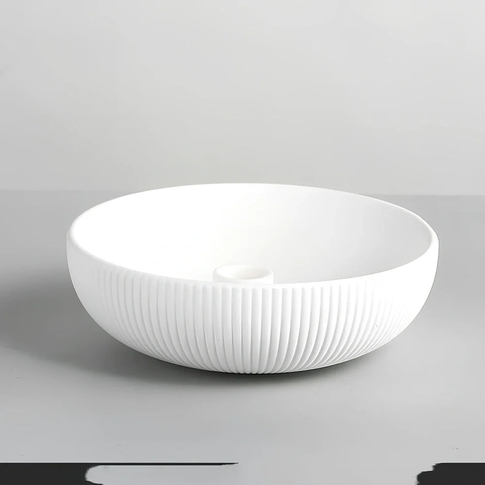 Handmade white porcelain candle tray, 17.5cm square with 6cm height, abstract matte design for holding tea lights