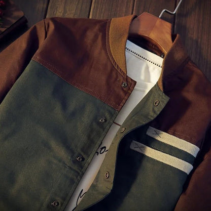 Men's Korean Style Single-Breasted Casual Jacket in green and blue