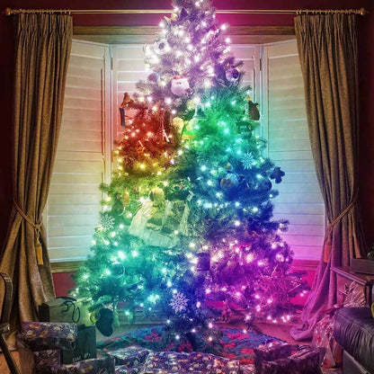 Bluetooth-controlled LED light string with 100 programmable lights in 10-metre length for custom lighting patterns