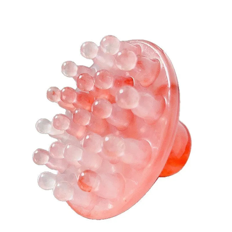 Disc-shaped massage comb with 21 teeth for head and scalp massage in coffee brown colour