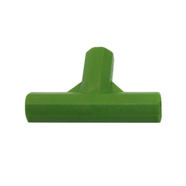 Two white PP plastic 3-way and 4-way plant support connector joints for 11mm garden stakes.