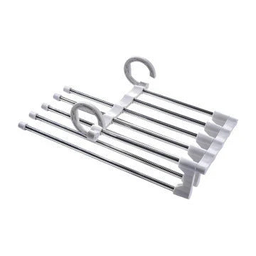 Sturdy 5-Tier Pants Rack in Stainless Steel for Closet Organization and Space-Saving Storage