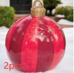 Vibrant, inflatable 60cm Christmas ball decorations in various patterns and colors for indoor and outdoor holiday display