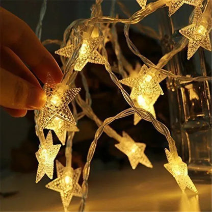 3-metre LED star light string with 20 warm white bulbs in glass shells for indoor and outdoor decoration