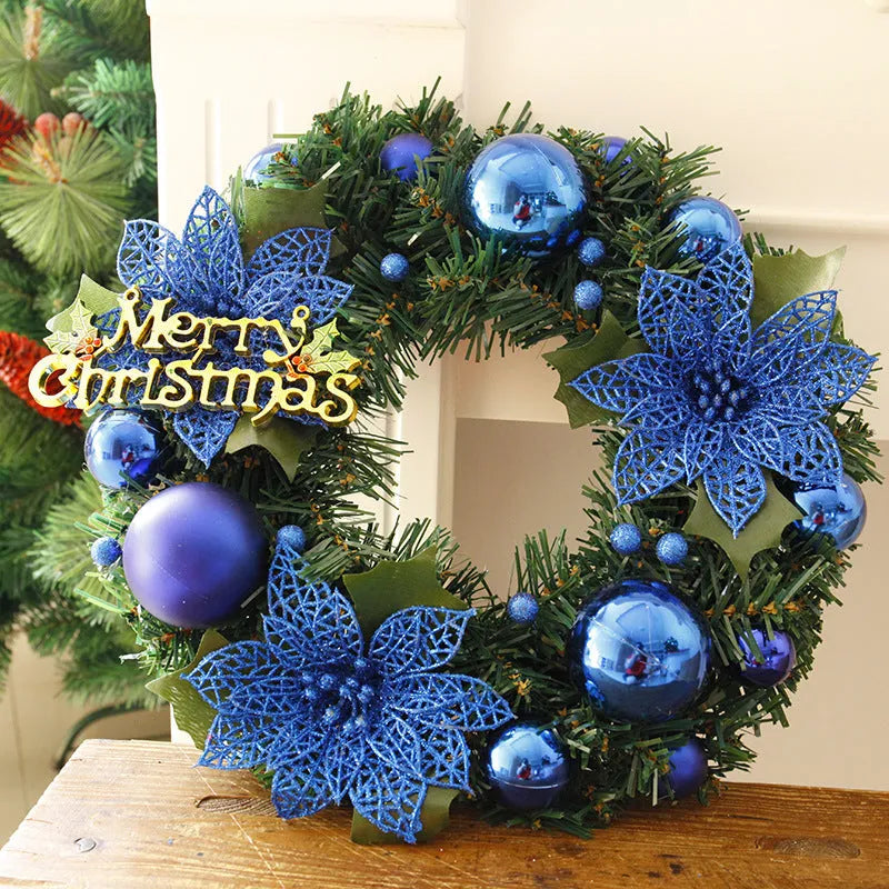 30cm multicolour plastic Christmas wreath decoration for door or garden