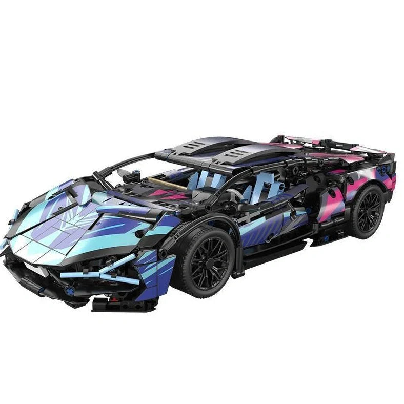 Remote control building block racing car model with detailed plastic components and wireless controller