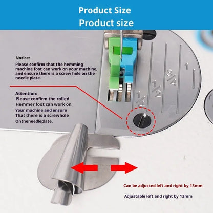 Spiral edge folder sewing hemmer with towel tube sizes from 3MM to 10MM, shown as single or set of eight