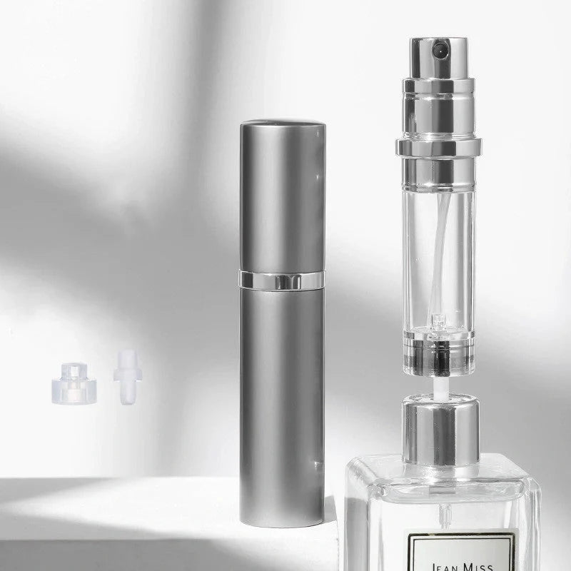 Portable perfume atomizer with compact, travel-friendly design and multiple color options