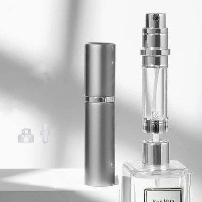Portable perfume atomizer with compact, travel-friendly design and multiple color options