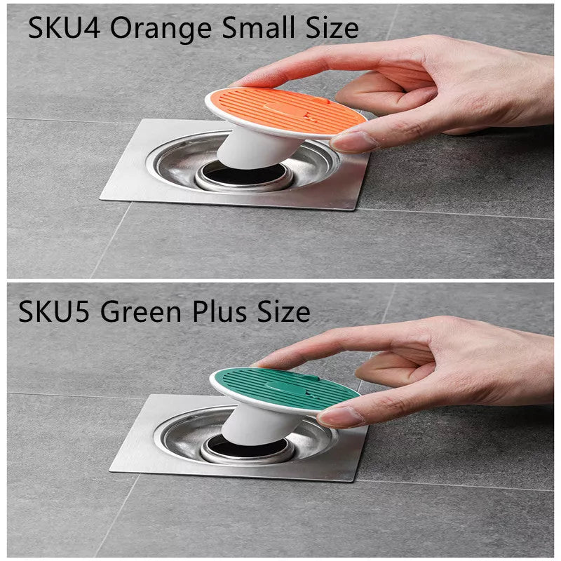 Whale Magnetic Suction Floor Drain Cover in white, orange, or green, blocking sewer odors with a tight seal