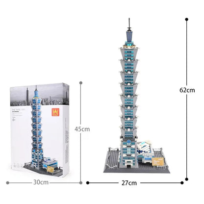 Wange building block set with 800+ ABS plastic pieces for constructing architectural landmark models