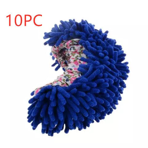 Chenille mop slippers in various colors for easy home cleaning