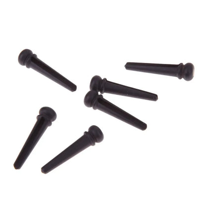 Six ebony folk guitar string nails with 5.3mm bayonet diameter for 40-42 inch acoustic instruments
