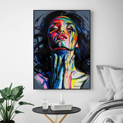 Black smokey girl portrait painting on non-woven canvas unframed wall art