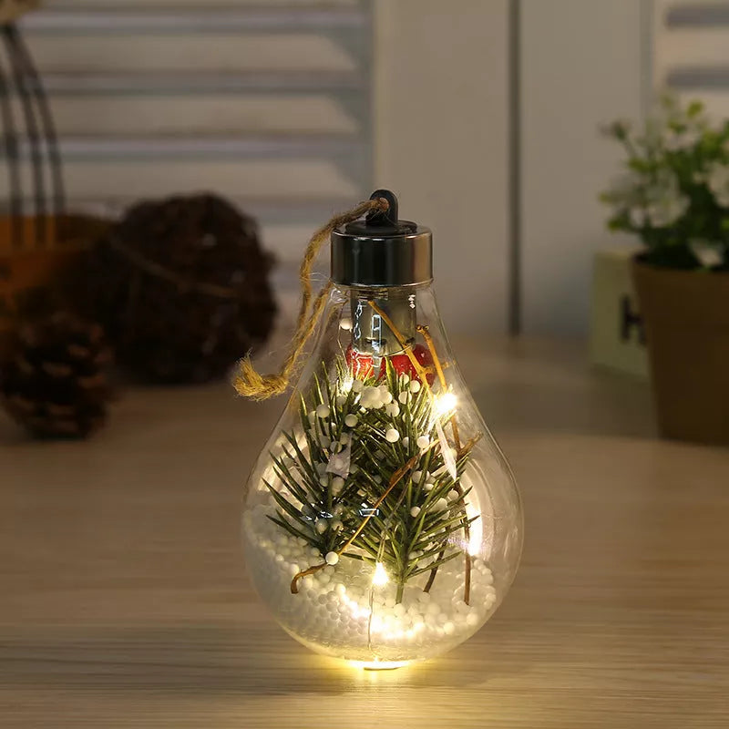 Transparent Christmas bulb ornament with bright colors, 7x7x11cm