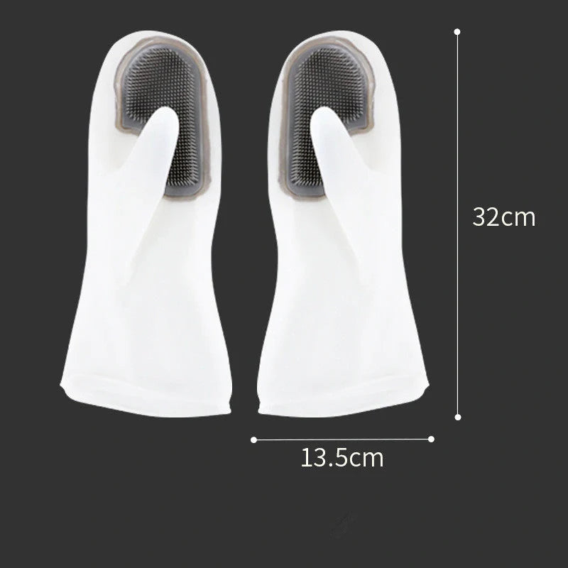 White transparent solid color tenacity thin magic silicone gloves for household use