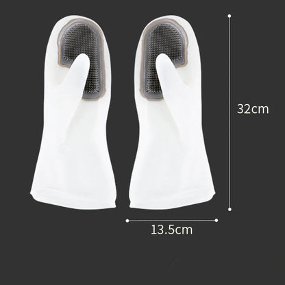 White transparent solid color tenacity thin magic silicone gloves for household use