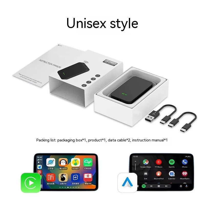 Car audio and video entertainment conversion box with ABS PC construction measuring 76mm