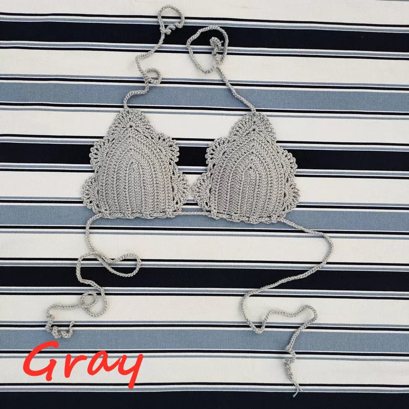 Handmade crochet bikini top with cotton lining in various colors