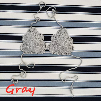 Handmade crochet bikini top with cotton lining in various colors