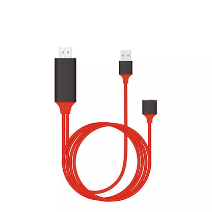 Type-C to HDMI Three-in-One Mobile Phone Projection Cable in black, white, and red