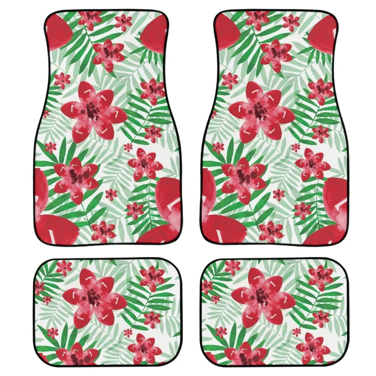 Printed rubber car foot mat set with 20mm thickness and waterproof lining in black