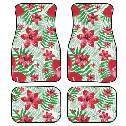 Printed rubber car foot mat set with 20mm thickness and waterproof lining in black