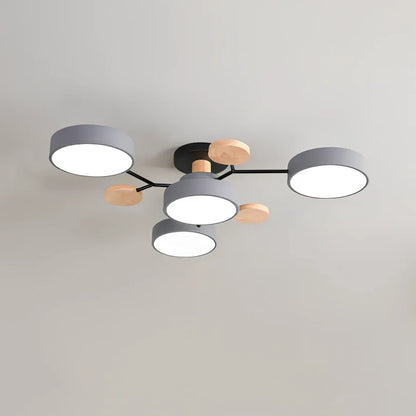 Modern round acrylic LED ceiling light with Scandinavian design in green, grey, or white colours