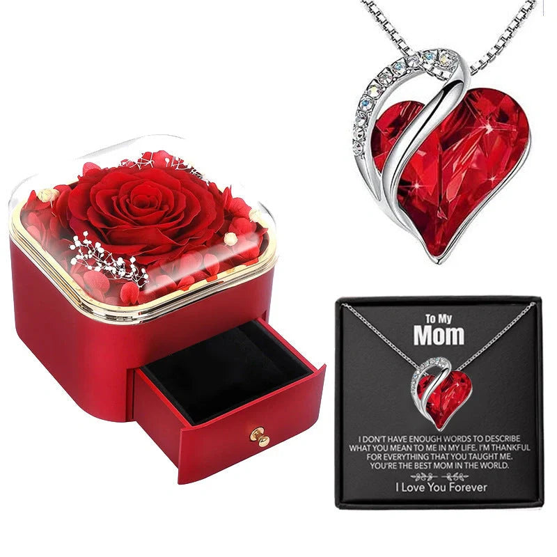 Valentine's Day Rose Flower Drawer Jewelry Box in various colors
