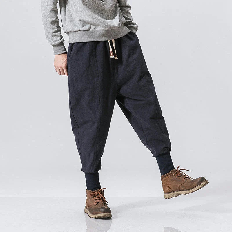 Hhomeenjoy Comfortable Linen and Cotton Harem Pants for Men