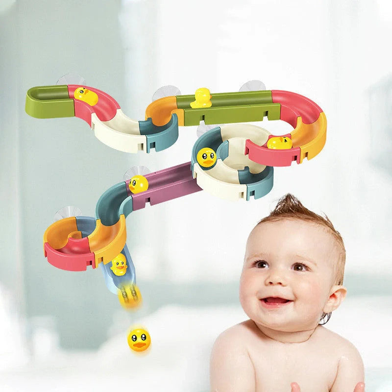 DIY Baby Bath Toys with Suction Cup Marble Race Track for kids' bath time fun
