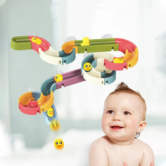 DIY Baby Bath Toys with Suction Cup Marble Race Track for kids' bath time fun