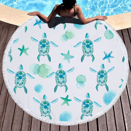 Round microfiber beach towel yoga mat in various colors, 150x150cm, perfect for outdoor activities