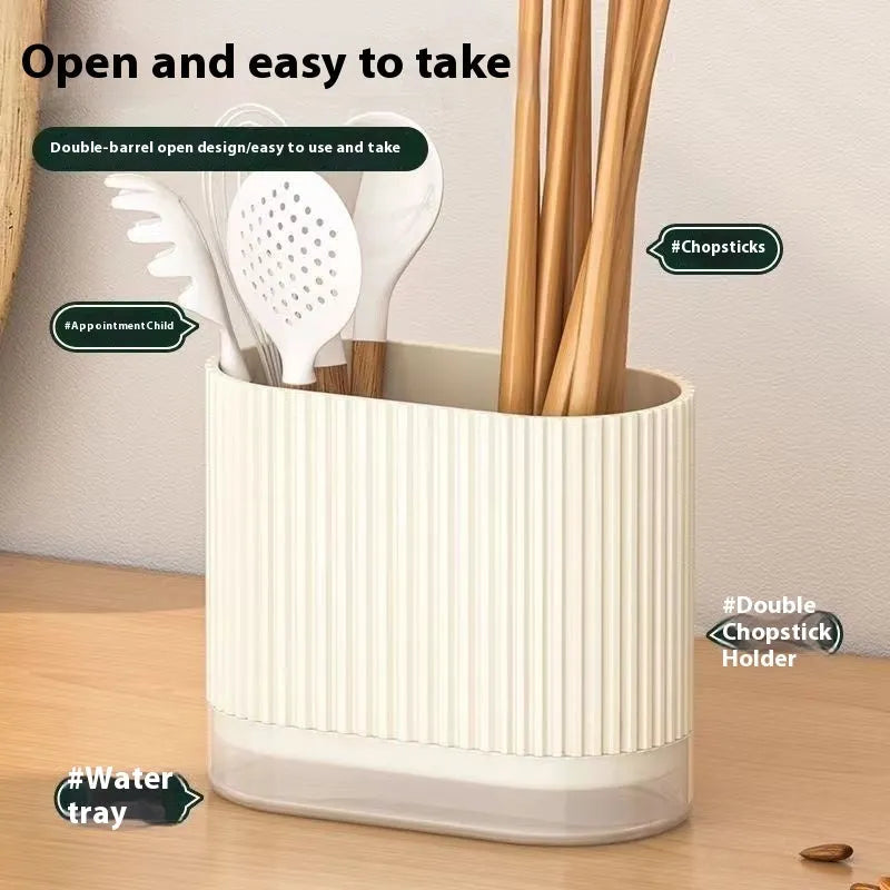 Plastic wall hanging chopstick and spoon holder in beige, dark green or orange