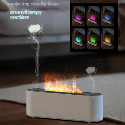 Compact black aroma diffuser humidifier with remote control on wooden surface