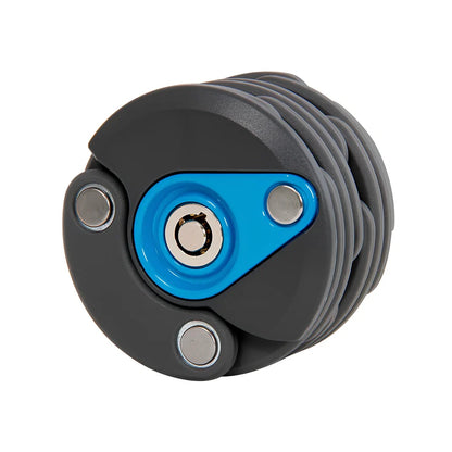 Black folding bicycle anti-theft chain lock, 585mm length with zinc alloy body and 3mm steel joints for secure bike protection