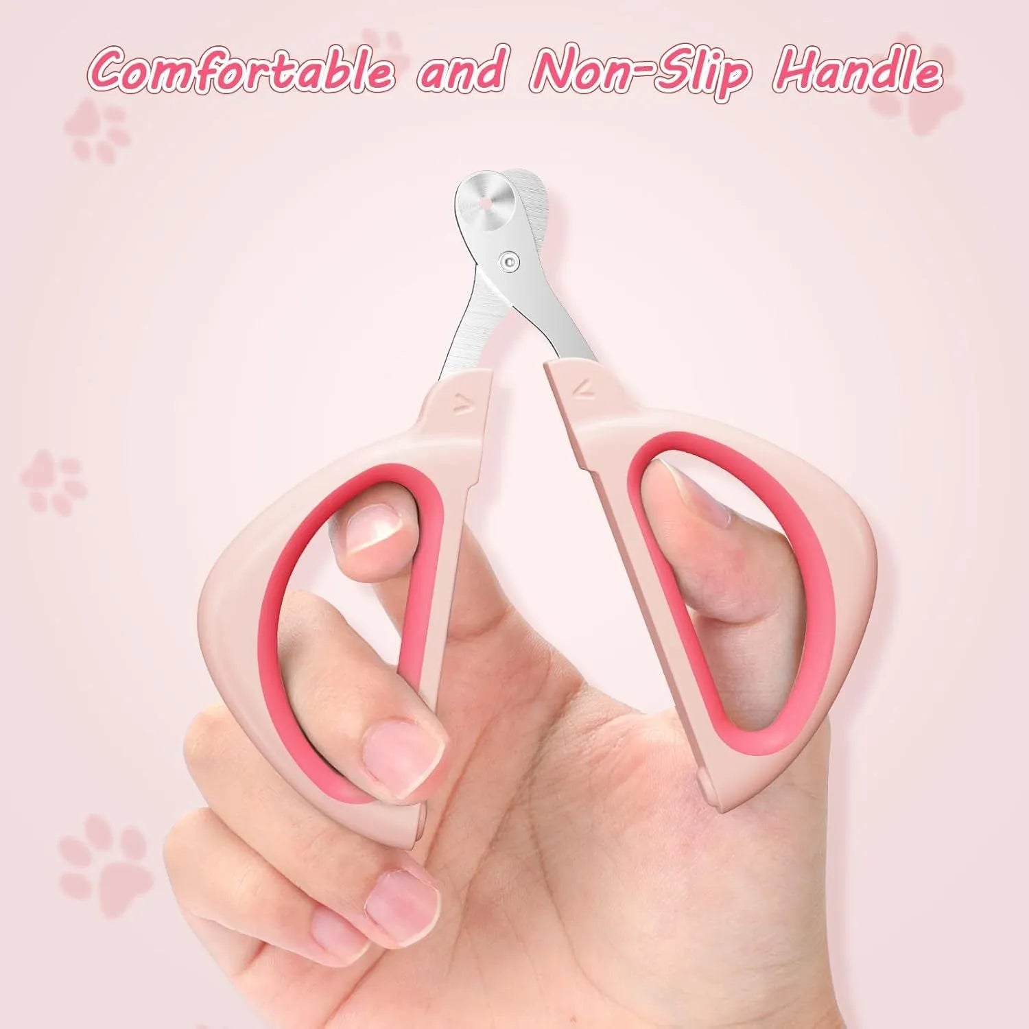 Cat nail clipper with blue handle and positioning round hole for safe trimming