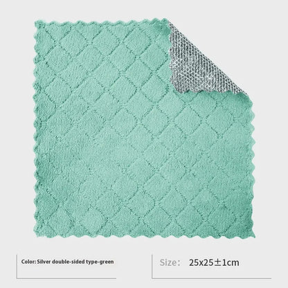 Silver silk rag with steel wire core for cleaning pots and bowls, double-sided design, 20x20cm or 25x25cm size