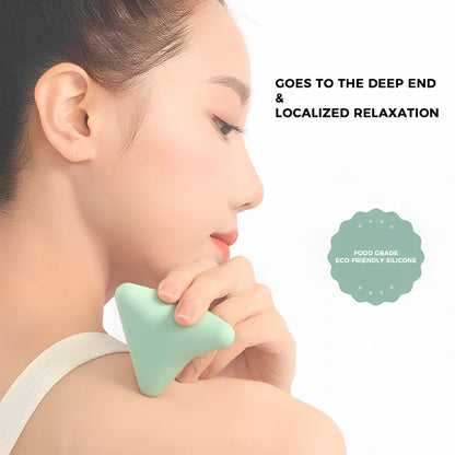 Grey silicone triangular massage cone with four corners for back, neck, scapula and psoas muscle release
